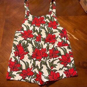 Forever 21 Floral Shortalls Small